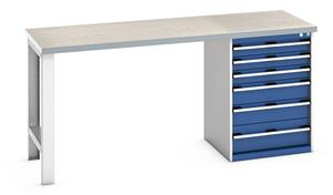 Bott Bench 2000x750x940mm with Lino Top and 6 Drawer Cabinet 940mm Standing Bench for Workshops Industrial Engineers 59/41003495.11 Bott Bench 2000x750x940mm with Lino Top and 6 Drawer Cabinet.jpg